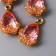 Decor for creativity plastic "drop with golden flowers" pink crystal 2x1.2 cm