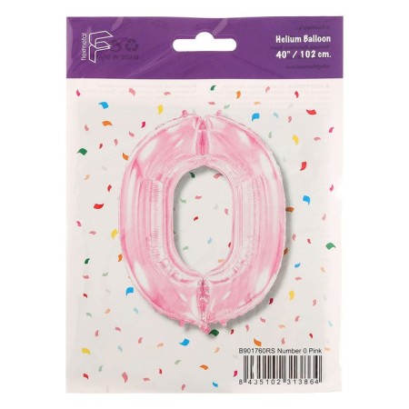 Foil ball 40 “number 0”, pink, pink-1
