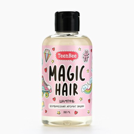 Hair shampoo, moisturizing and nutrition, 300 ml, cherry aroma, teenbee-5