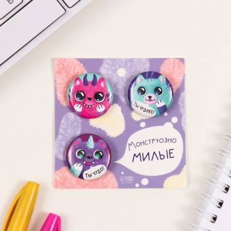 Icons sunset set 3 pcs d = 25 mm "monsters" 7x7 cm-1