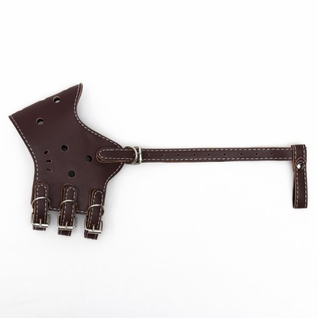 Muzzle of pressed leather adjustable, No. 4, DN 8.8 cm, OM 29-35 cm, brown-2