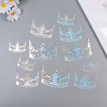 Stick paper, plastic "Tiara" holography silver set 12 pcs 3 sizes