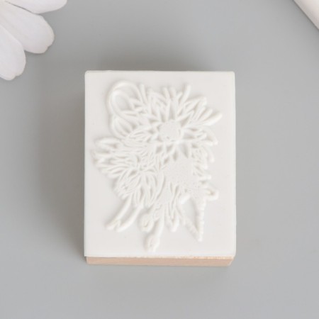Printing wood, rubber "Bouquet with tape" 5x4x2.5 cm-2