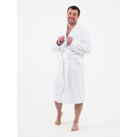 Male bathrobe with a shawl, size 60-62, white color-2