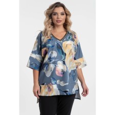 Female blouse, size 52, gray, beige color