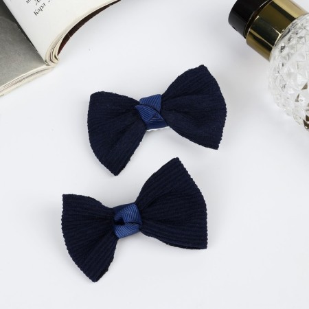 Hair clip "Schoolgirl" (set 2 pcs) stripes, 6 cm, blue