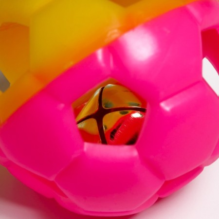 Rubber toy "soccer ball" with a bell, 6 cm, yellow/pink-1