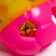 Rubber toy "soccer ball" with a bell, 6 cm, yellow/pink