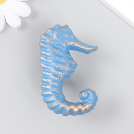 Handle door cast iron "Sea horse" Blue with a patina 6.7x4.5 cm-1