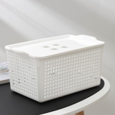 Storage basket with a lid "Loft", 5.3 l, white color-1