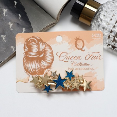 Liberty hair clip "Liberty" Starry sky, 7 cm, blue gold-2
