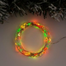 Гирлянда «Нить» 5 м роса, IP20, серебристая нить, 100 LED, свечение мульти (RGB), 2 режима, AAх3