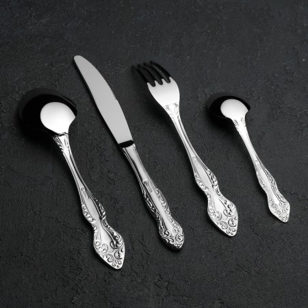 Set of cutlery "Slavyanka", 24 items, decorative box, silver color-3