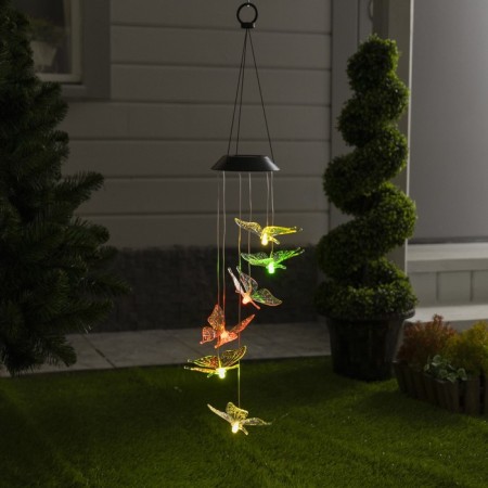 Garden lamp on the solar battery "Butterflies", 12.5 × 86 × 12.5 cm, 6 LED, glow of multi