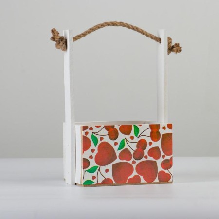 Wooden Kashpo, 15 × 12 × 8.5 (25) cm "Paul and love. Hearts", with print-1