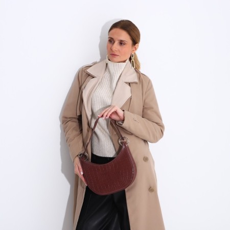 Women's bag Textura, baguette, small size, brown color-7
