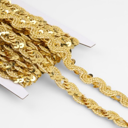 Decorative braid with sequins, 15 mm, 9.1 ± 0.5 m, gold color-1