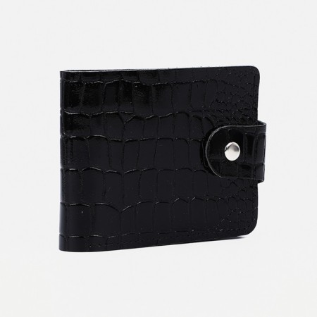 Women's wallet on the button, black color