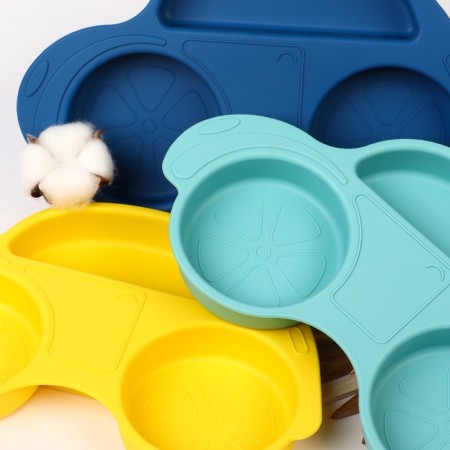 Silicone children's plate "Machine" with sections, color mix-2