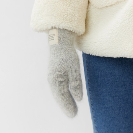 Women's mittens MIST with rabbit wool, rr 22 cm, col. grey-3