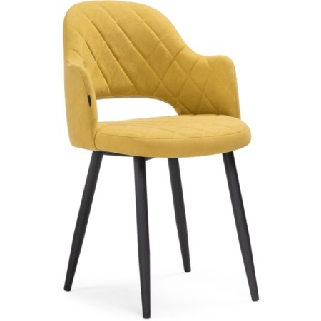Stool on a metal frame Gutride metal/velor, black/yellow 51x56x82 cm