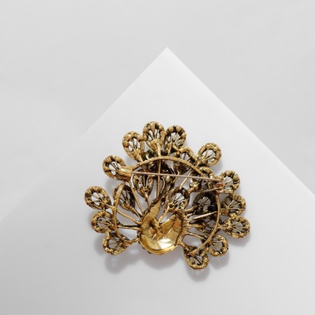 Brooch "Bird" Peacock, the color of green-gold in black gold-1