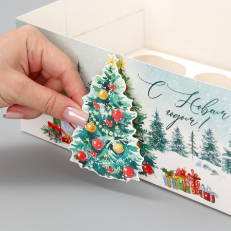 Box for Capcake "Happy New Year", Christmas tree, 23 x 16 x 10 cm, new year-3