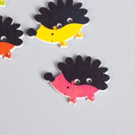 Set of buttons of decorative wood "Small hedgehogs" set 10 pcs mix 1.7x2.3 cm-1