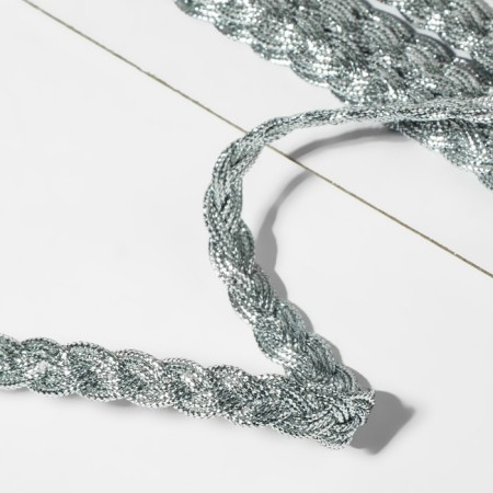 Decorative braid "Kosichka", 8 mm, 10 ± 1 m, silver color-1