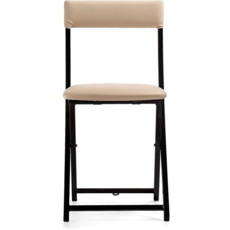 Stool on a metal frame Elevis metal/eco -leather, black/beige 38.5x52.5x77.5 cm-1