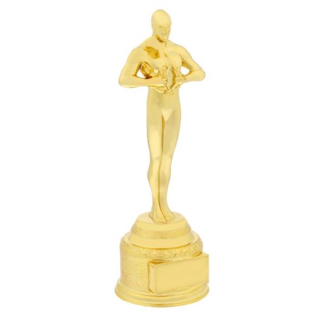 The award figure is male, Oscar, gold, 18 x 6 x 6 cm.-1