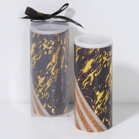 Electronic candle "Black with gold", 5 x 10 cm