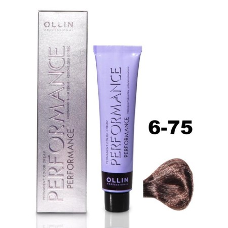 OLLIN PROFESSIONAL PERFORMANCE hair cream, tone 6/75 Dark Born brown-Mahagon, 60 ml