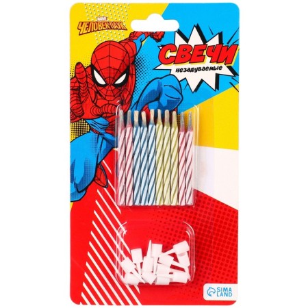 Set of candles absorbed for a cake, 10 pcs, Spider-Man-2