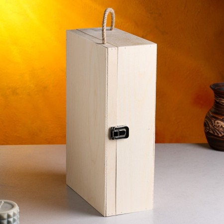 Gift box 34 × 21.5 × 10.5 cm wooden 3 departments, with a closing lid, without painting-1
