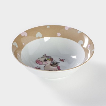 Plate ceramic deep shade "Council and Unicorn", 400 ml, d = 15 cm, white color-2