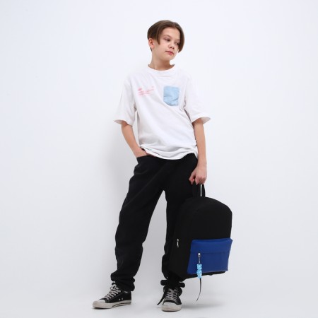 School textile school with pockets, 38x29x11 cm, black color-7