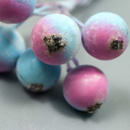 Decor for creativity "Berry of Rowan" 1 bouquet = 10 berries lilac-blue hoar 10x1.5 cm-3