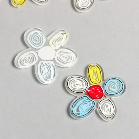 Decor for the work of acrylic "Children's drawing. Transparent flower" 3.5x3.5 cm