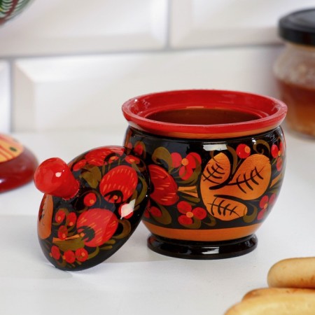 Solonka "Berry", with a lid, 6 × 7 cm, Khokhloma-1