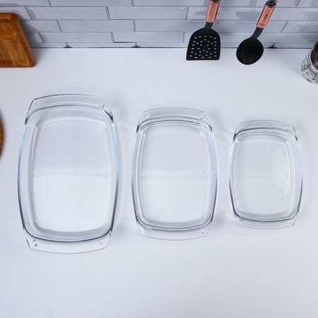 A set of baking dishes "Flora", 3 pcs, glass, Iran-2