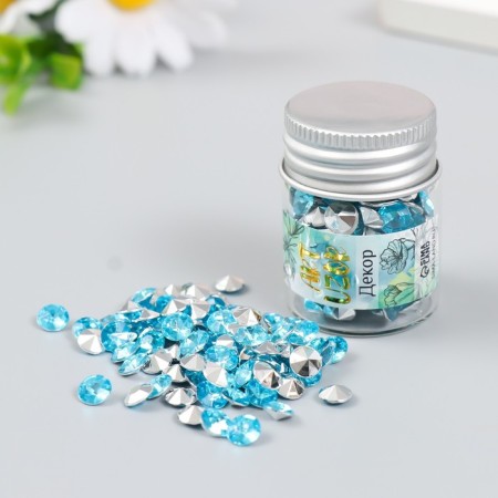 Decor for creativity in the bottle "Rhinestones. Blue water" set 250 pcs d = 0.6 cm 4x3x3 cm
