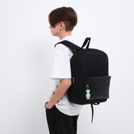 School textile school with pockets, 38x29x11 cm, black color-8