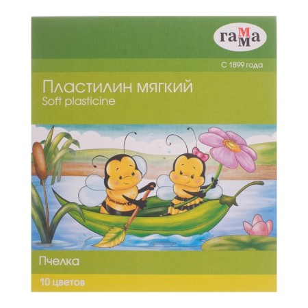 Plasticine soft (wax) 10 colors 150 g Gamma "bee", with a stack, cardboard packaging 280031N