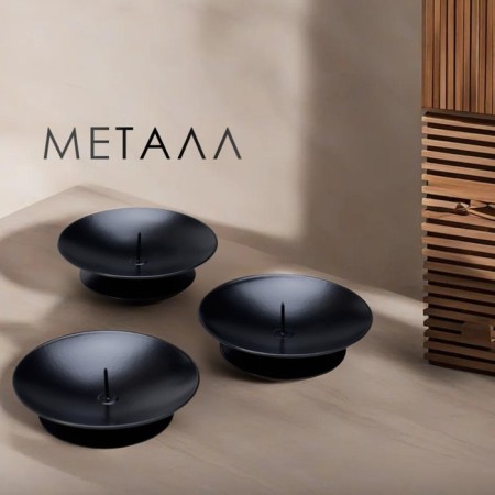 Set of candlesticks Metal "Lotus", 7.5x2 cm, 3 pieces, black-1