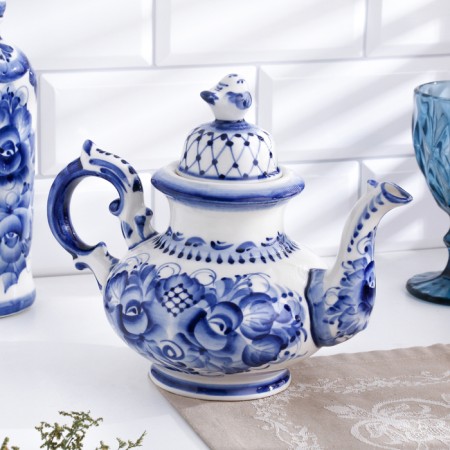 Teapot "Sparrow", 26 x 21 cm, gzhel