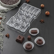 Assorted chocolate uniform, 14 cells, 20 × 12 × 2.5 cm, depth 2 cm
