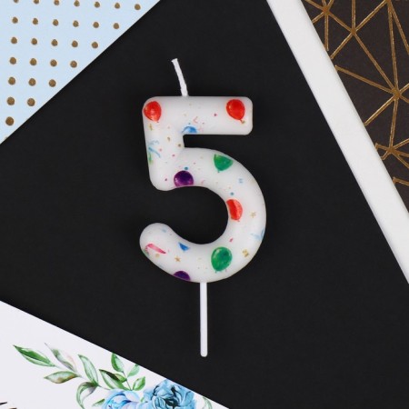 Candle for the cake, number "5", with balls, 5.5 x 8 cm.-2
