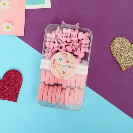 Hair set "Fidget" (35 pcs) Bunny, pink-1