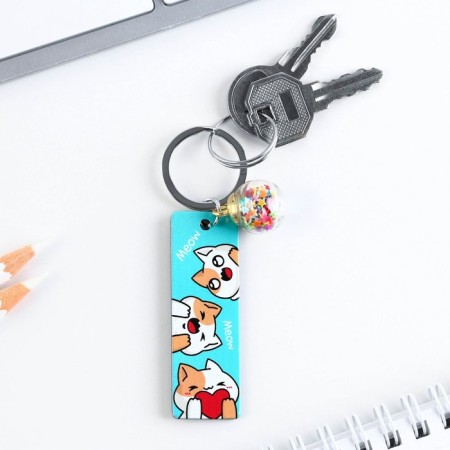 Acrylic key keychain, "Meow" plate, 8 x 2 cm-3